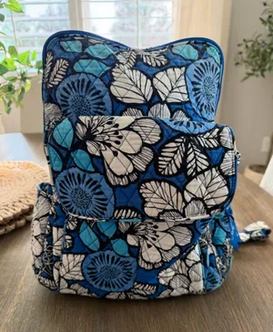 Women's Vera Bradley Quilted Floral Backpack One Size Blue White thumbnail 1