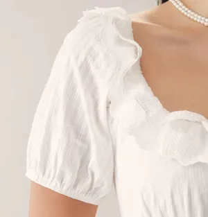 Rihoas White Embroidery Puffed Sleeve Maxi Dress thumbnail 2