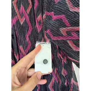 Ciebon Plisse Button Front Puff Sleeve‎ Ikat Dress Pink Purple Black Size 1X NEW thumbnail 5