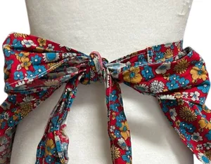 Vintage Apron With Pocket Handmade Red Floral With Pockets thumbnail 4