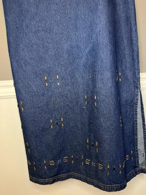 Parsley & Sage Dress Womens Large Blue Denim Beaded Hem Tank Maxi Sleeveless thumbnail 3