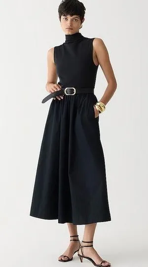 NWT J. Crew Fitted knit mockneck dress with poplin skirt thumbnail 1