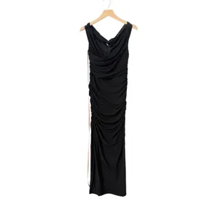 Lulus Scotia Black Mesh Ruched Off-the-Shoulder Maxi Dress size Large NWT thumbnail 3