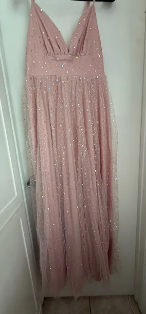 SheIn Pink sparkly maxi dress with silver sequins thumbnail 1