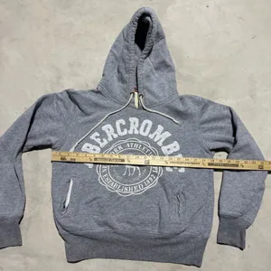 Vintage Y2K Abercrombie and Fitch 1892 Women's SZ L Crop Gray Hoodie Sweatshirt thumbnail 3