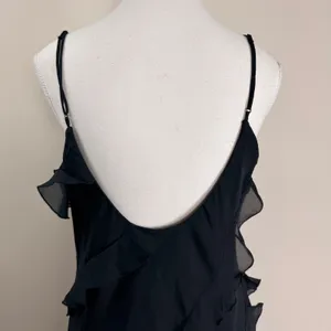 Abercrombie & Fitch Black Ruffle Asymmetrical Handkerchief Hem Midi Dress‎ Large thumbnail 11