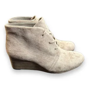 Dr‎ Scholls Boots Womens 7 M Dakota Casual Lace Up Wedge Ankle Bootie Biege thumbnail 4