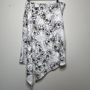 White House Black Market Women y2k Skirt 214‎ White Floral Asymmetrical Artsy thumbnail 4
