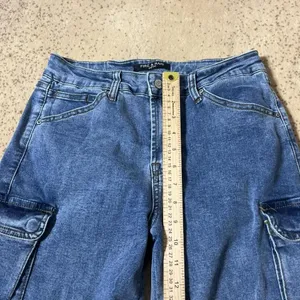 Y2K Fire & Rain Denim Wide Leg Cargo Jeans Medium Wash Blue Size 9 RJR-1990‎ thumbnail 4