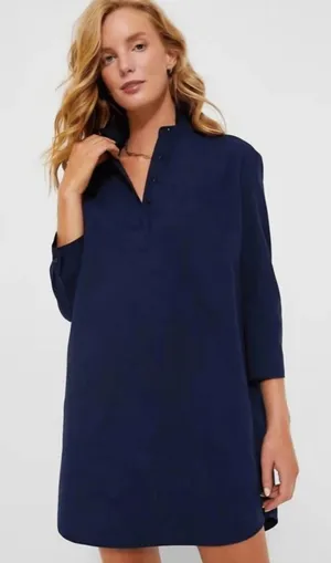 Tuckernuck Pomander Place Polly Navy Blue Lagenlook Tunic Dress SZ S thumbnail 1
