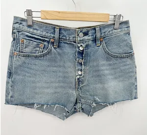 Levi’s 501 Jump Start Shorts Women 28 Blue Button Fly Raw Fray Hem Y2K Festival‎ thumbnail 1