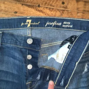 7 for All mankind Josephine 29 distressed multi button relaxed boyfriend jeans thumbnail 2