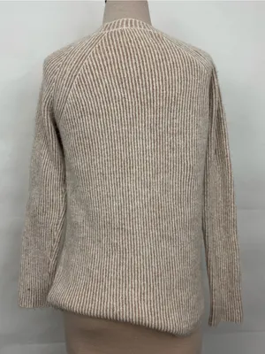 Bohme Oatmeal Ribbed Crewneck Sweater medium tunic length thumbnail 2