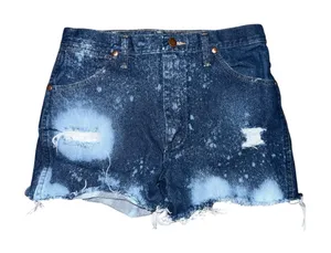 Wrangler Blue Distressed Jean Shorts thumbnail 1