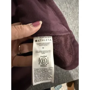 Athleta Cozy Karma Purple Fleece 1/4 Zip Mock Neck Raglan Sweatshirt M thumbnail 9