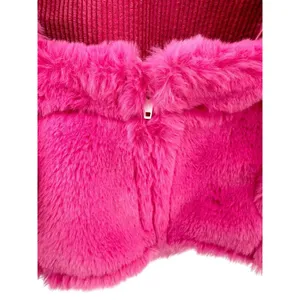 KOCH Women's Size Small Cecilia Top Pink Faux Fur‎ Crop Ruffle Sleeve GUC thumbnail 4