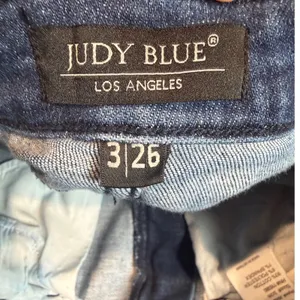 Judy Blue Double the Fun Straight‎ Leg Jeans Raw Hem Sz 3/26 Dark Wash JB82464MD thumbnail 5