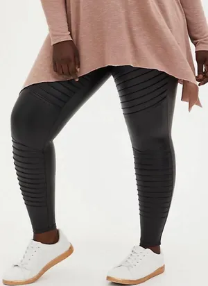 Black Faux Leather Moto Leggings thumbnail 2