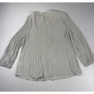 Adrianna Papell Polka‎ Dot Blouse Long Sleeve Pleated Top Womens Size M thumbnail 6