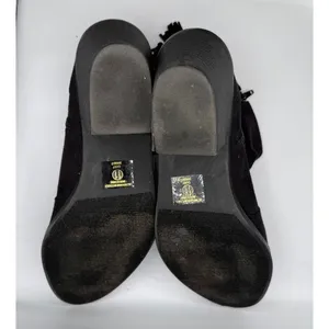Soda Women 11 Black Suede Block Heel Side Zip Tassel Accent‎ Ankle Boots Western thumbnail 5