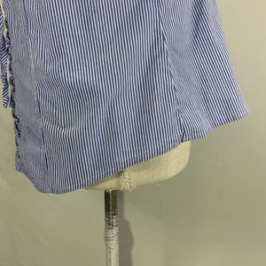 Striped Blue and White Poplin Lace Up Corset Tank Top Size 1X thumbnail 7