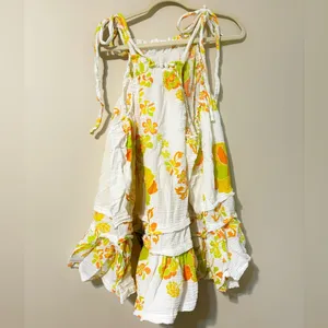 Free People floral print babydoll dress with ruffle hem thumbnail 2