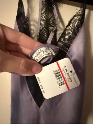 Free People NWT Tank XS Lilac Purple Satin Cami with Black Lace Trim thumbnail 3