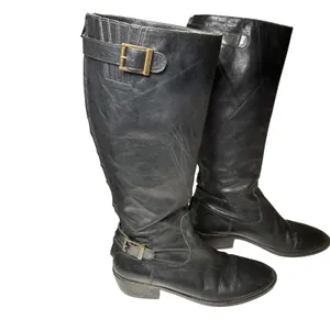 Saks Fifth Avenue Black Leather Riding Boots Buckle Made in Italy EU 41 thumbnail 5