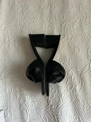 Black Faux Leather Women's Slide Sandals Size 6 thumbnail 5