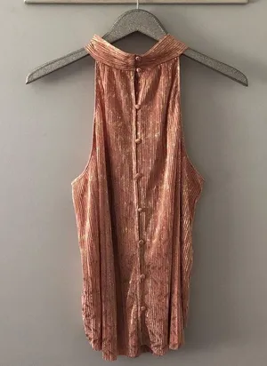 Anthropologie Vickie Halter Top Peach and Metallic Gold NEW thumbnail 6