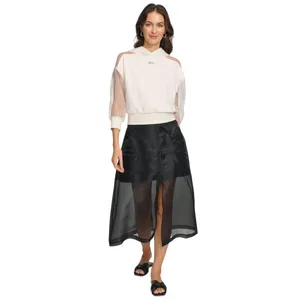 NWT DKNY Womens Organza Cargo Skirt Sheer P4BNUWEN Black 2 thumbnail 4