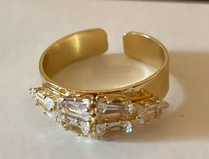 Stacked Crystal Gold Adjustable Ring thumbnail 5