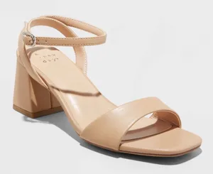 A New Day Nude Beige Ankle Strap Block Heel Sandals Size 6.5 👡✨ thumbnail 1