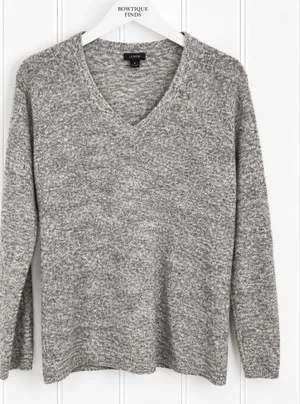 Calvin Klein Jeans Sweater Womens L Gray Marled V Neck Long Sleeve Pullover thumbnail 1