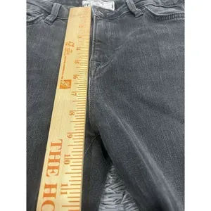 Free People Charcoal Gray Wash Straight Leg‎ Denim Jeans Size 28 Raw Hem thumbnail 4