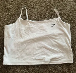 Gym shark white tank top thumbnail 1