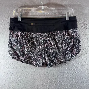 1428 | Lululemon Speed Up Floral Running Training Shorts Black Purple Womens‎ 6 thumbnail 2