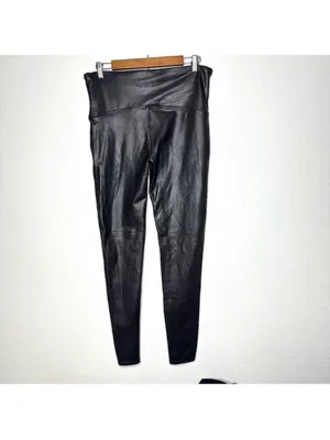 Spanx Women's Faux Leather Leggings 2X Black Ankle Full Length Edgy High Waist thumbnail 4