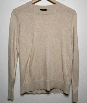 Quince Women Cotton Cashmere Sweater Medium Heather Oatmeal Crewneck Casual thumbnail 1