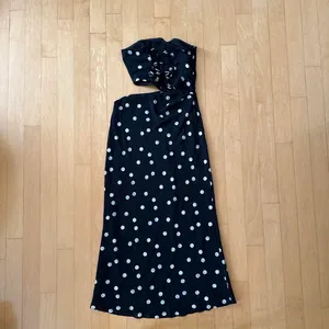 Princess Polly Jasira strapless black and white polka dot maxi dress with cut out and corset detail thumbnail 3