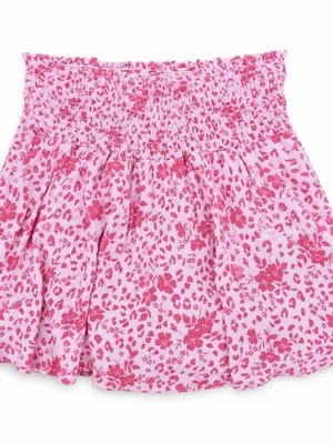 Karlie Pink Floral Leopard-Print Smocked-Waist Skort Medium EUC thumbnail 1