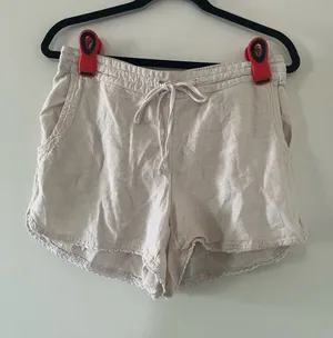 Beige Linen Blend Pull On Shorts Medium Euro Summer Coastal Resort Neutral thumbnail 1