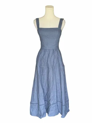 Reformation - NWT Everett Linen Midi Dress Cornflower Blue Size 2 thumbnail 3