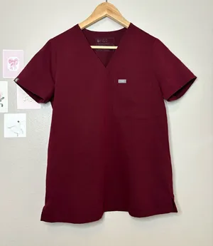 Figs scrubs top maroon red burgundy size small unisex thumbnail 1