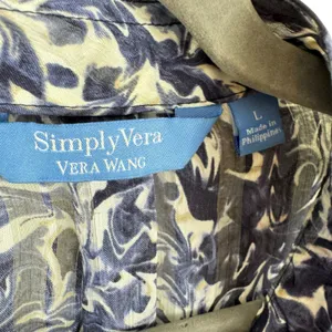 Simply Vera Vera Bradley Black Blue Sheer Blouse‎ Large thumbnail 6