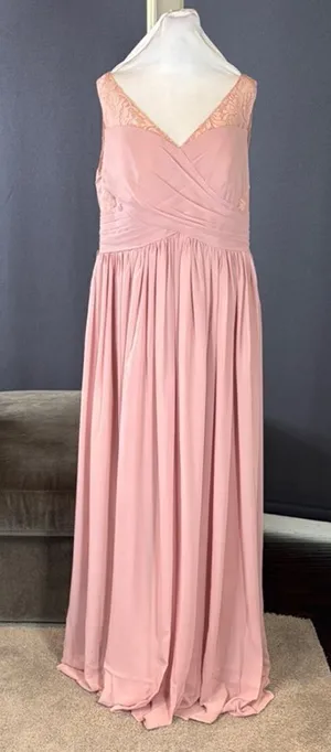 Women’s Pink Chiffon Full Length Mother of Bride Bridesmaid Formal Dress 16 NWT thumbnail 1