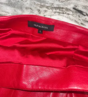 Olivacious Red Leather mini skirt Size L thumbnail 3