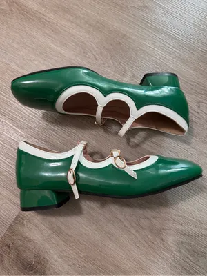 Green White Patent Mary Jane Heeled Flats 41 thumbnail 2