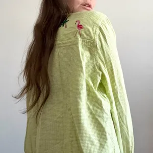 Quacker Factory Green Gingham Beaded Flamingo Top thumbnail 7