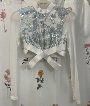 iHeartRaves Silver Sequin Long Sleeve thumbnail 1